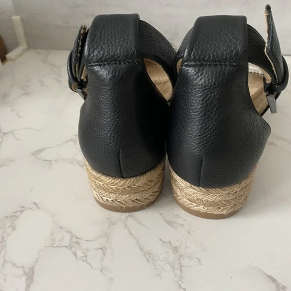 Naturalizer‎ Espradrilles Sandals Sz 8.5M Leather Fabric Flat Summer Coastal